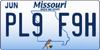 MO license plate PL9F9H