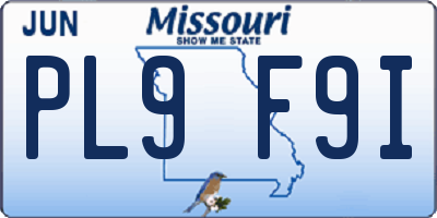 MO license plate PL9F9I