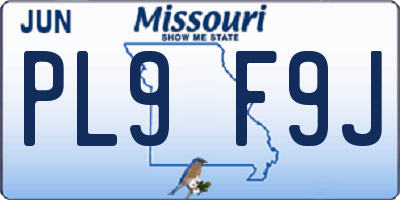 MO license plate PL9F9J