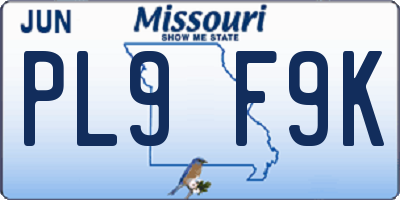 MO license plate PL9F9K