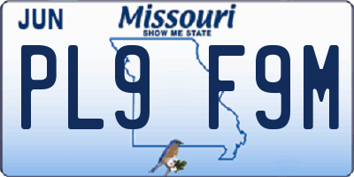 MO license plate PL9F9M