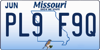 MO license plate PL9F9Q