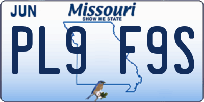 MO license plate PL9F9S