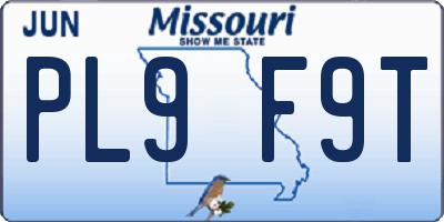 MO license plate PL9F9T