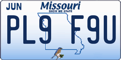 MO license plate PL9F9U