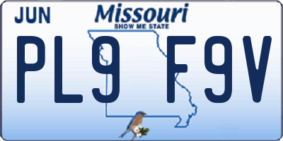 MO license plate PL9F9V
