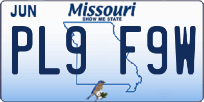 MO license plate PL9F9W