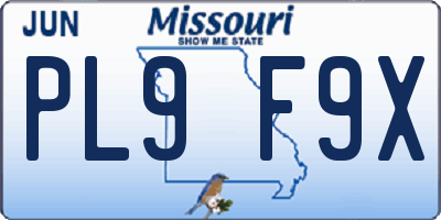 MO license plate PL9F9X