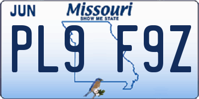 MO license plate PL9F9Z