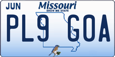 MO license plate PL9G0A