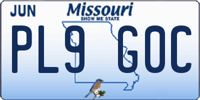 MO license plate PL9G0C