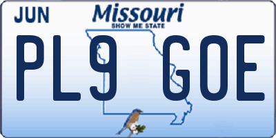 MO license plate PL9G0E