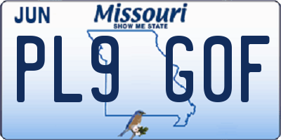 MO license plate PL9G0F