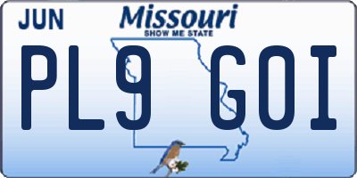 MO license plate PL9G0I