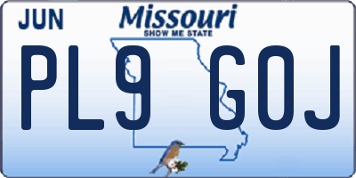 MO license plate PL9G0J