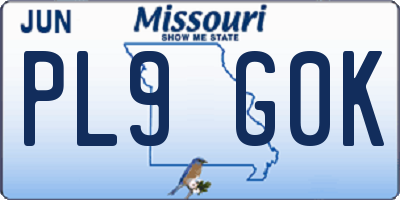 MO license plate PL9G0K