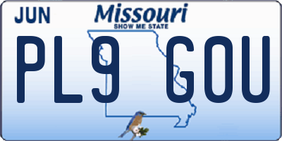 MO license plate PL9G0U