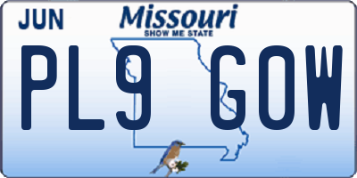 MO license plate PL9G0W