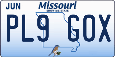 MO license plate PL9G0X
