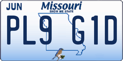 MO license plate PL9G1D