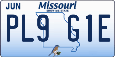 MO license plate PL9G1E