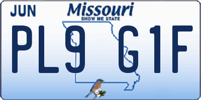 MO license plate PL9G1F