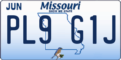 MO license plate PL9G1J