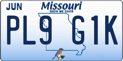MO license plate PL9G1K