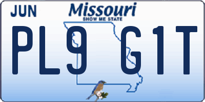 MO license plate PL9G1T