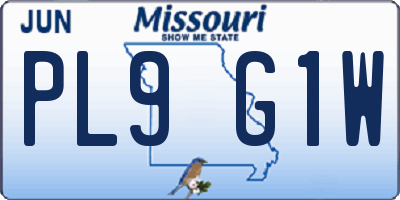 MO license plate PL9G1W