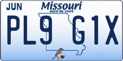 MO license plate PL9G1X