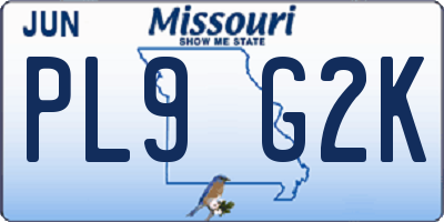 MO license plate PL9G2K