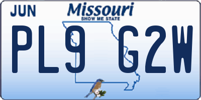 MO license plate PL9G2W