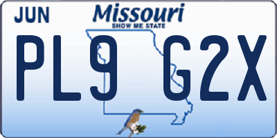 MO license plate PL9G2X