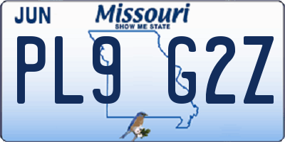 MO license plate PL9G2Z