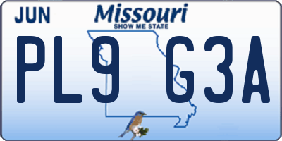 MO license plate PL9G3A