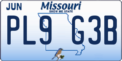 MO license plate PL9G3B