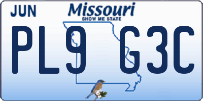 MO license plate PL9G3C