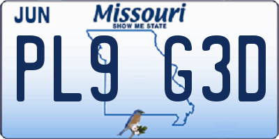 MO license plate PL9G3D