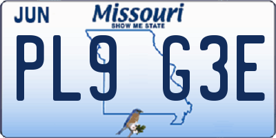 MO license plate PL9G3E