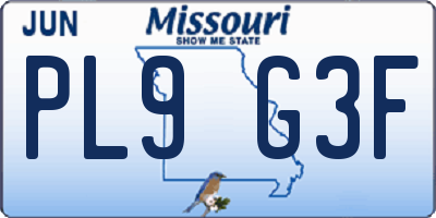 MO license plate PL9G3F
