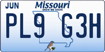 MO license plate PL9G3H