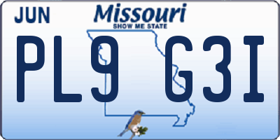 MO license plate PL9G3I