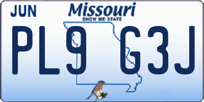 MO license plate PL9G3J