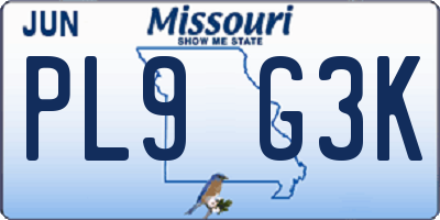 MO license plate PL9G3K