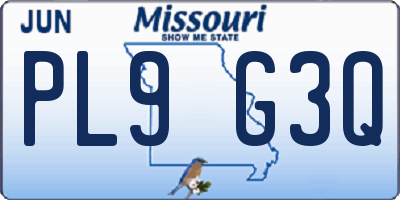 MO license plate PL9G3Q