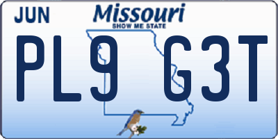 MO license plate PL9G3T