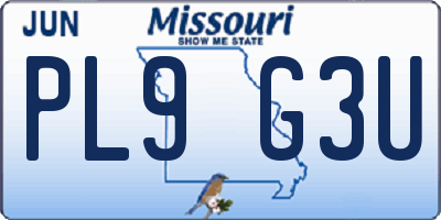 MO license plate PL9G3U