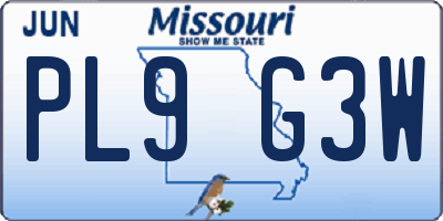 MO license plate PL9G3W