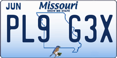 MO license plate PL9G3X